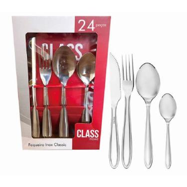 Imagem de Faqueiro Linha Classic Inox 24 Pçs Faca Churrasco - CLASS HOME