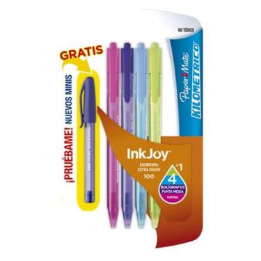 Imagem de Kit 5 Canetas Esferográfica Papermate Kilométrica 1.0 Retrát