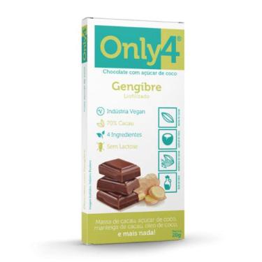Imagem de Chocolate Vegano Com Gengibre Only 4 - 20g