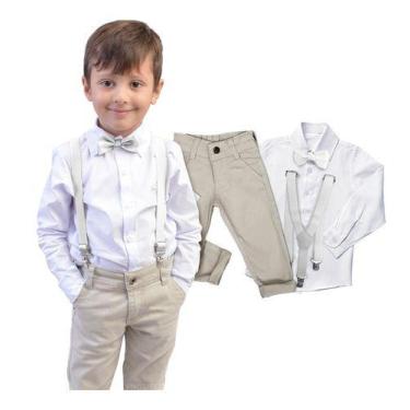 Imagem de Conjunto Batizado Manga Longa Calça Faca Bebe Infantil Cores e Tamanho
