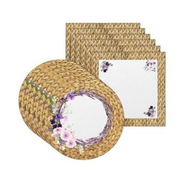 Imagem de Kit Sousplat + Guardanapo Lavanda Rústico - NSW, 6 Peças, Sem base