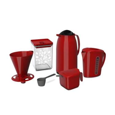 Imagem de Kit Café Super Prático Garrafa Leiteira Suporte Filtro 6 Pçs Unitermi,