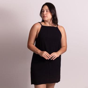 Imagem de vestido basico casual crepe costas abertas tecido duna alcinha regulav