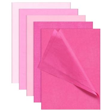 Imagem de 100 folhas de papel de seda rosa para sacos de presente, papel de embrulho sortido rosa choque claro papel de embrulho a granel para embalagem de artesanato, casamento, aniversário, chá de bebê
