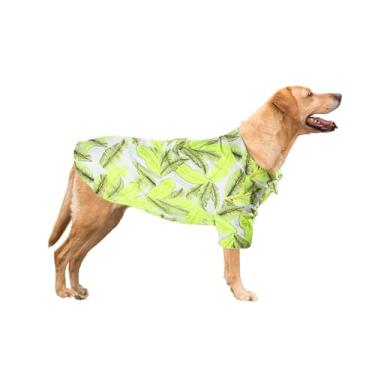 Imagem de Harikaji Camisa havaiana para cães, roupas para animais de estimação de verão, camiseta de praia para cães grandes e médios (folhas amarelas, 3GG)
