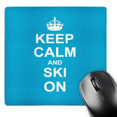 Imagem de 3dRose Mouse pad LLC 20 x 20 x 0,63 cm, Keep Calm and Ski on Blue Carry On Ski Hobby ou Presentes de esqui profissionais Divertidos Humor (mp_15773_1)