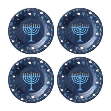 Imagem de UP Louça, 4 peças, pratos de melamina, sobremesa, aperitivo, pratos de jantar, pratos pequenos, pratos de festa, prato redondo para sobremesa, lanche, frutas, acompanhamentos (Hanukkah)