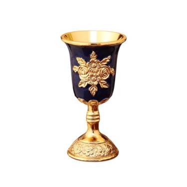Imagem de Taça de metal europeia para vinho, mini copo decorativo para festas e casamentos, azul