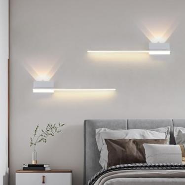 Imagem de GZZBMY Luminária de parede de leitura interna LED 2 luzes 29W arandelas de parede de alumínio moderno simples longo retangular de silicone para sala de estar quarto corredor escadas (60 cm, luz branca