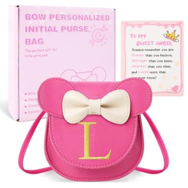 Imagem de izuzta Bolsa infantil para meninas 1 2 3 4 5 6 7 8 9 anos presente de aniversário linda mini bolsa de mouse bolsa transversal, Bolsa pequena/rosa/letra glod, L, G