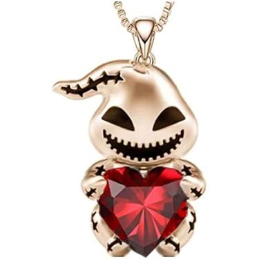 Imagem de TCB Creations Colar com pingente de metal com pingente de coração vermelho com personagem Boogie da Oogie, osfm, esmaltado, A
