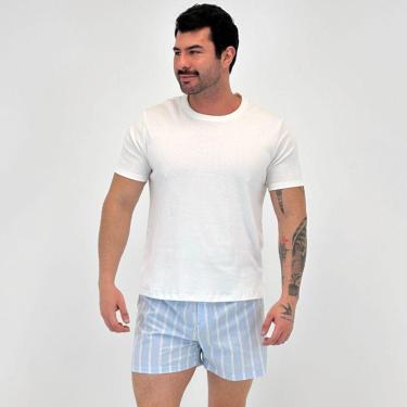 Imagem de Pijama Hering de Verão Manga Curta com Shorts Listrado Masculino-Masculino