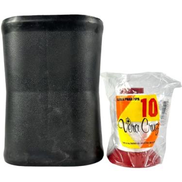 Imagem de Kit Para Pipa Linha Vera Cruz Fio 10 de 500 Jardas Branca e Porta Linha Médio Oval Preto