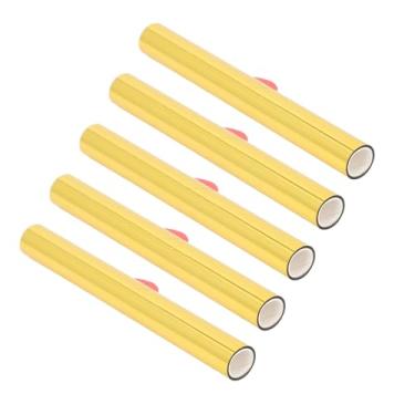 Imagem de Borstract 5 rolos de folha de carimbo quente, artes e ofícios do animal de estimação do plutônio que grava o rolo da folha 3 metro comprimento 15cm largura papel de transferência (Ouro)