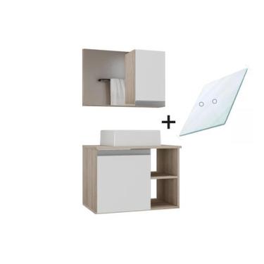 Imagem de Armario gabinete banheiro virtus 60cm tampo de vidro - MOVEIS JOIA, Ma