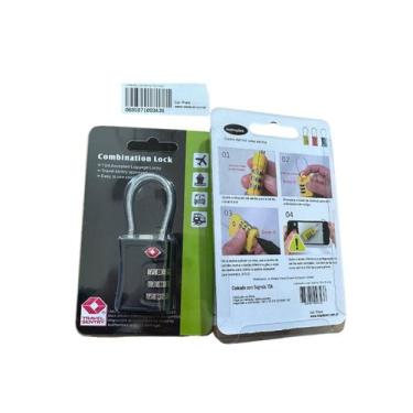 Imagem de Cadeado Tsa Senha Cabo Aço Mala Viagem Bagagem Armario Academia Preto 