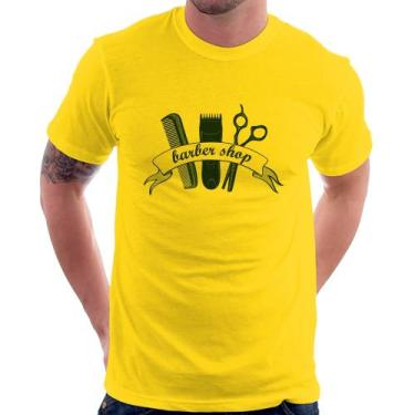 Imagem de Camiseta Salão Masculino Barber Shop - Foca na Moda, Amarelo, M