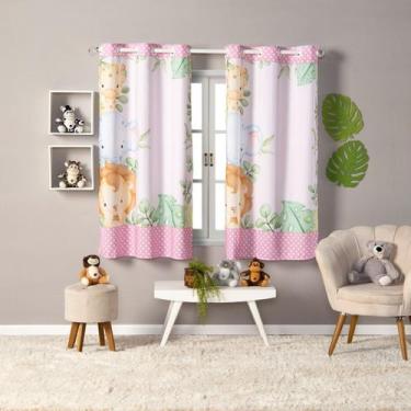 Imagem de Cortina Infantil Safari Baby 2.00x1.40 Blackout Corta Luz  Decoração, 