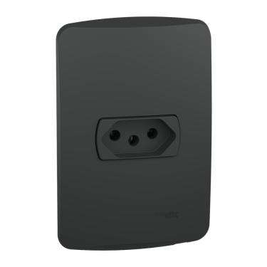 Imagem de Conjunto Placa Horizontal 2x4 C/ Tomada 2P+T 20A 250Vca Grafite Orion Cód. S71303194 – Schneider