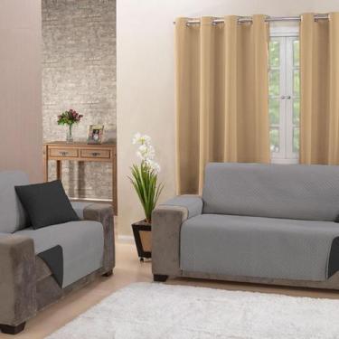 Imagem de Protetor de Sofá Impermeável 2 e 3 Lugares King Cinza e Preto - MR Enx