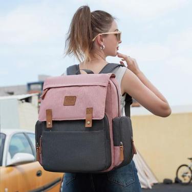 Imagem de Mochila maternidade land luxury cor coral e cinza c/trocador