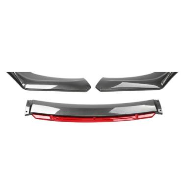 Imagem de 3PCS compatível com novo estilo de carro pára-choque dianteiro lábio corpo kit spoiler divisor fibra de carbono tira decorativa pára-choque canard lábio divisor universal(Carbon fiber (RED))