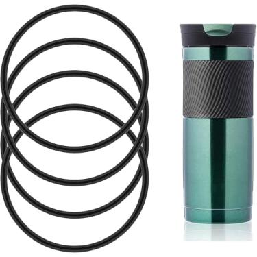 Imagem de 4 peças de vedação de borracha preta de substituição para tampa de vedação compatível com 16 e 590 ml, anel de caneca de viagem à prova de vazamento, Contigo Snapseal Byron Coffee Travel, copos e