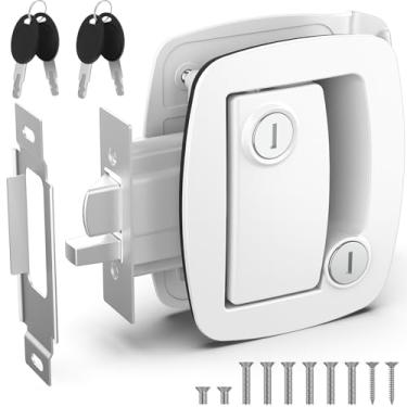 Imagem de BEBOBLY Fechadura de porta de entrada para trailer, branca, 1 pacote
