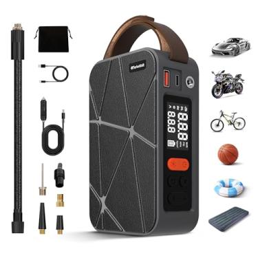 Imagem de Compressor de ar portátil, bomba de ar digital sem fio com 4 modos predefinidos para bicicleta, bola, motocicleta e carro, design de luz vulcânica