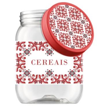 Imagem de Pote Decorado Porta Mantimento Pote Plástico Organizador De Cozinha Com Tampa Rosca (Cereais)