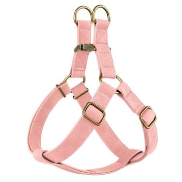 Imagem de Didog Peitoral para cães Step in Dog – Peitoral de couro PU com fivela de metal bronze antigo, arnês para cães de caminhada fácil de caminhar (rosa, P: Peito 40,6-56 cm)