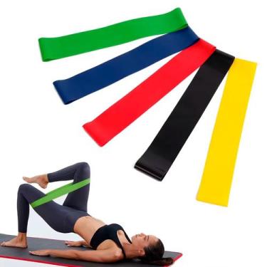 Imagem de Kit 5 Elásticos Treino Casa Academia Fisioterapia Musculação - Elástic