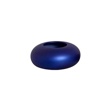 Imagem de Vaso Decorativo de Mesa de Cerâmica Cachepot Redondo Grande Azul Royal