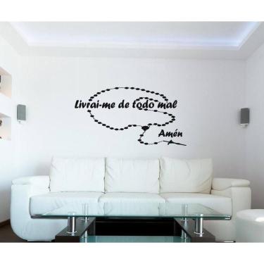 Imagem de Adesivo Decorativo Frases Livrai-Me De Todo Mal Amém Terço