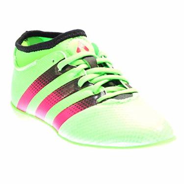 Imagem de adidas Chuteira de futebol para ambientes internos ACE 16.3 Primemesh (criança pequena/criança grande), Verde/rosa choque/preto, 11 Little Kid