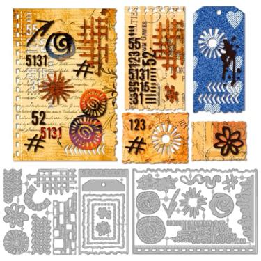 Imagem de MAYJOYDIY Etiquetas planejadas para fazer cartões vintage tinta manchada em relevo matrizes de corte de metal tijolo parede concha papel artesanato estênceis para scrapbooking, papel artesanal, cartão