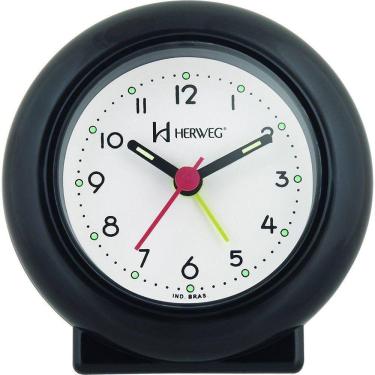 Imagem de Despertador Analógico Redondo Tradicional Quartz Preto - Preto