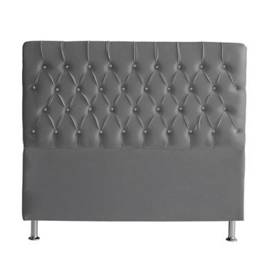 Imagem de Cabeceira De Cama Box Bella Casal 140 Cm Suede Botão Cristal Grafite Eli Móveis E Decoração
