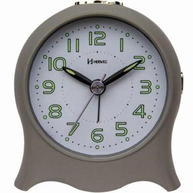 Imagem de Relógio Despertador Quartz Silencioso Pilha Luz Cinza - Cinza