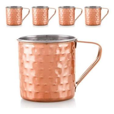 Imagem de Kit 10X Caneca Moscow Mule Martelada Cobre Aço Inox Bar