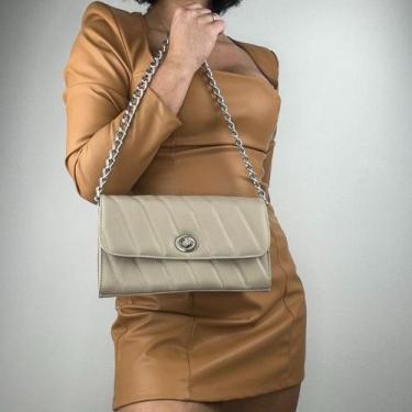 Imagem de Bolsa recuo em couro legítimo b.1053, Bege