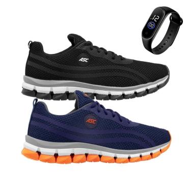 Imagem de Kit 2 Tênis Gmm Shoes Resistente para Caminhada Academia Treino + Relógio Masculino-Masculino