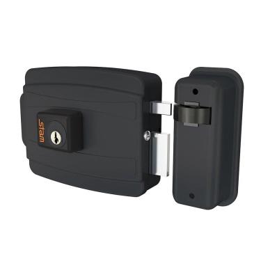 Imagem de Fechadura Elétrica Stam Cilíndro 40mm Abre para Dentro Preto Fosco