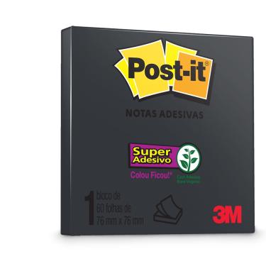 Imagem de Bloco Adesivo Post-it 90 Folhas 76x76mm 3M Preto