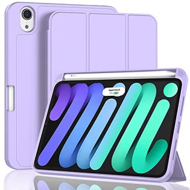 Imagem de ZryXal Para Ipad Mini 7 Case A17 Pro 2024/Ipad Mini 6 Case 2021 8,3 Polegadas Com Suporte Para Lápis, Ipad Mini 7ª/6ª Geração Case Com Parte Traseira De Tpu Macio E Suspensão/Ativação Automática, Ro