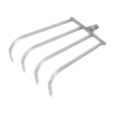 Imagem de IEUDNS a aço inoxidável de metal aquático aquático aquático Posca de pesca Posca de ervas daninhas M8 Ferramenta para cultivar Fazenda de Transplante, Quatro Dentes