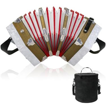 Imagem de Concertinas, acordeão de 20 teclas para adultos, acordeão profissional para iniciantes, alças ajustáveis, acessórios de instrumentos (branco)