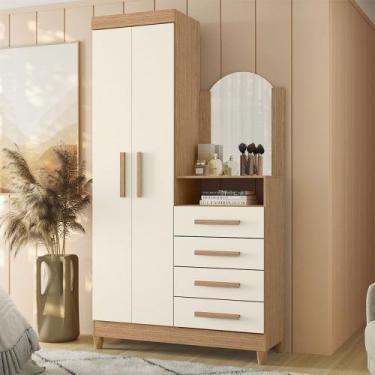 Imagem de Cômoda Capri Multiuso 2 Portas 4 Gavetas com Espelho New Albatroz, Fre