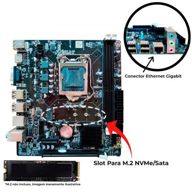 Imagem de Placa Mãe Soquete 1155 H61 DDR3 - Com Slot Para ssd M2 - PCi Express e hdmi Goldentec - Gt-H61 M2, Rede Gigabit s/ Caixa