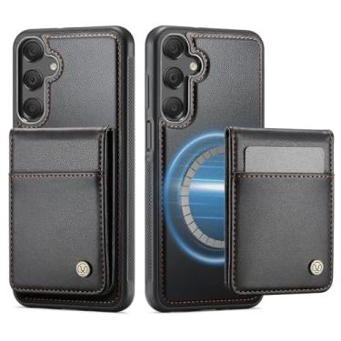 Imagem de HJZSZX Capa de couro magnética tipo carteira para Samsung A25 (para Samsung A25/preto)